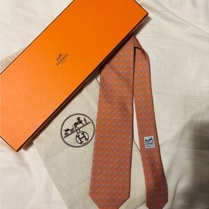 Hermès Orange Silk Tie Luxurious Accessories